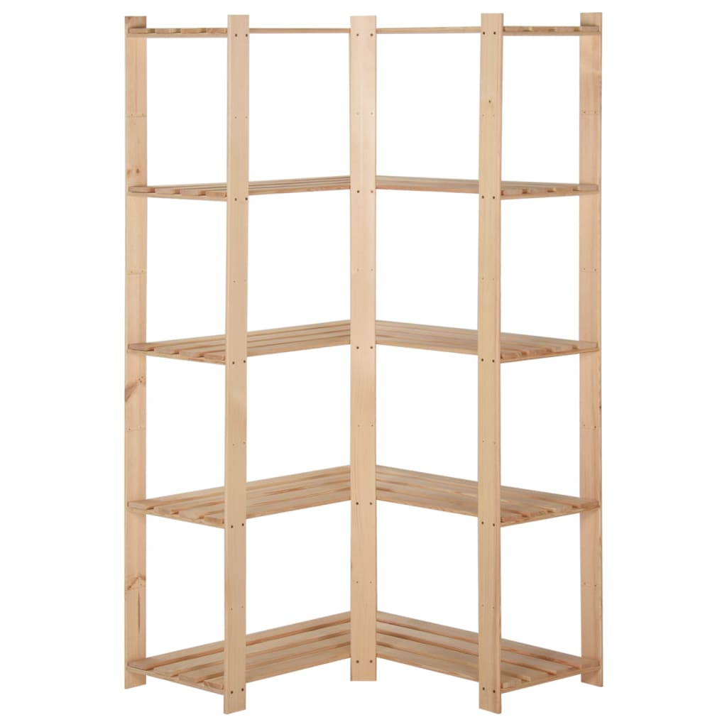 Vidaxl hoekopbergrek 5-laags 82,5x82,5x170 cm massief groenhout