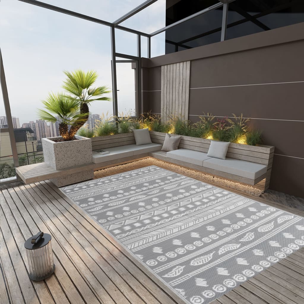 Vidaxl buitenkleed arakil 190x290 cm polypropeen grijs