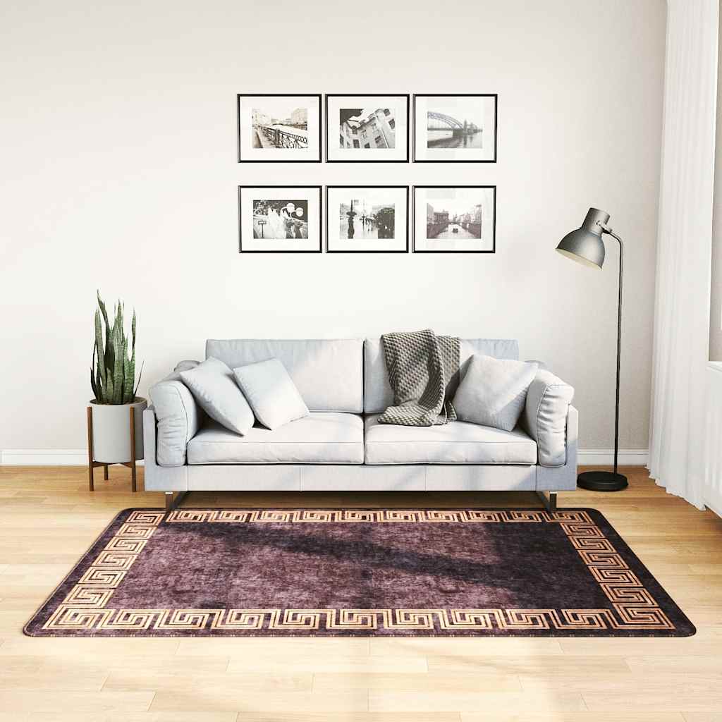 Vidaxl vloerkleed wasbaar anti-slip 120x180 cm zwart en goudkleurig