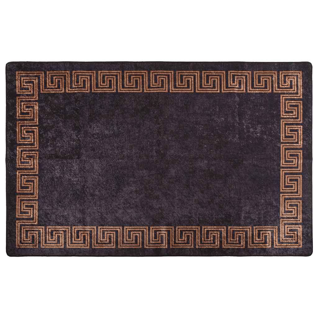 Vidaxl vloerkleed wasbaar anti-slip 160x230 cm zwart en goudkleurig