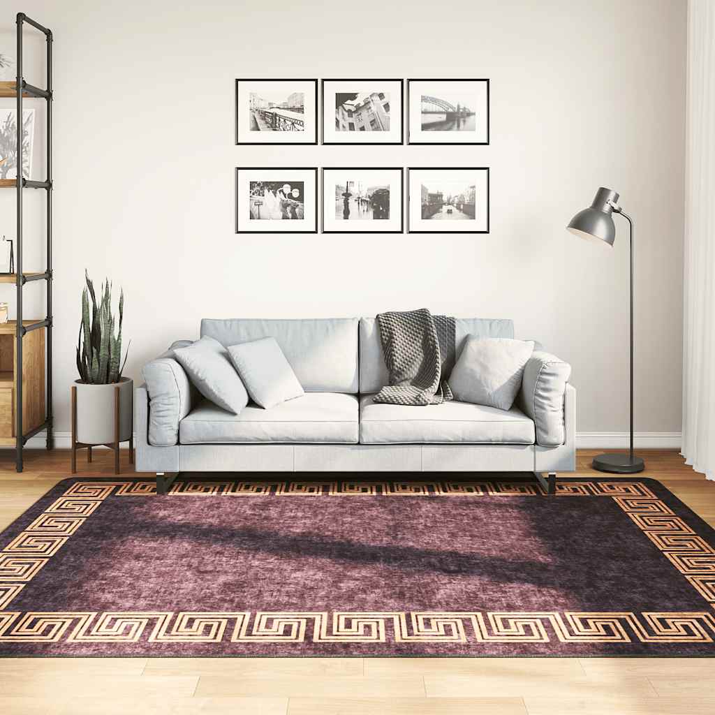 Vidaxl vloerkleed wasbaar anti-slip 160x230 cm zwart en goudkleurig