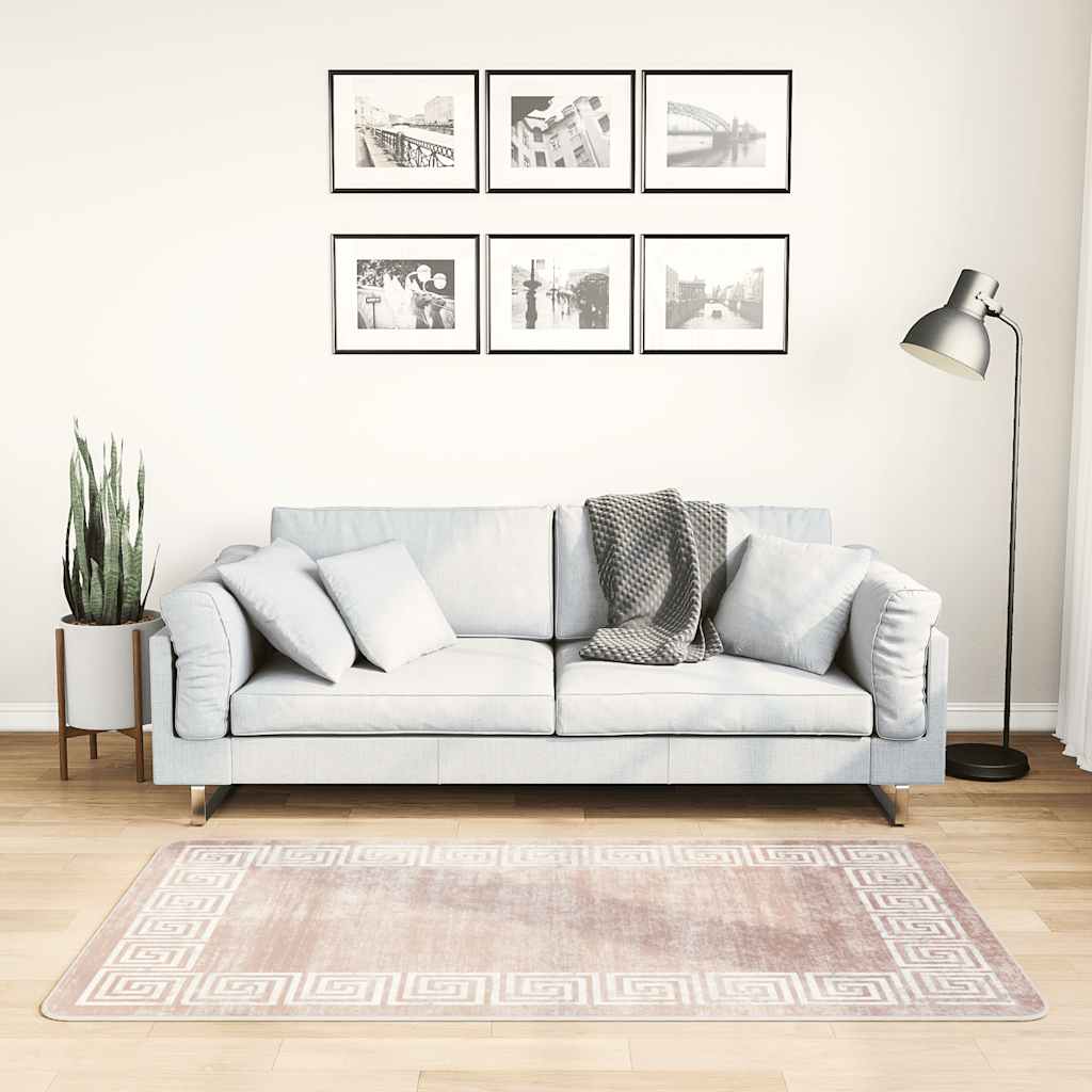 Vidaxl vloerkleed wasbaar anti-slip 80x150 cm beige