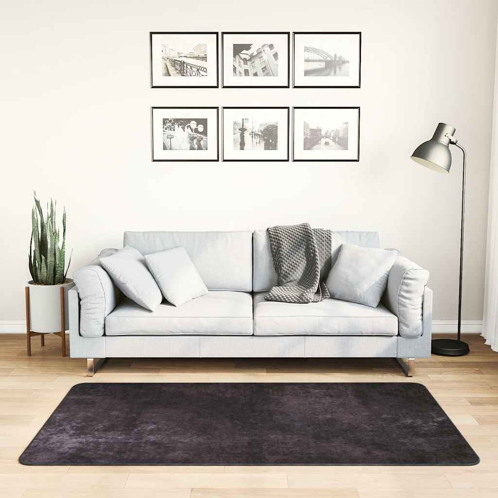 Vidaxl vloerkleed wasbaar anti-slip 80x150 cm antracietkleurig