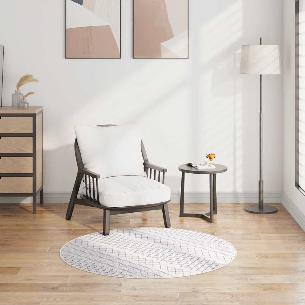 Vidaxl vloerkleed wasbaar anti-slip ø120 cm zwart en wit