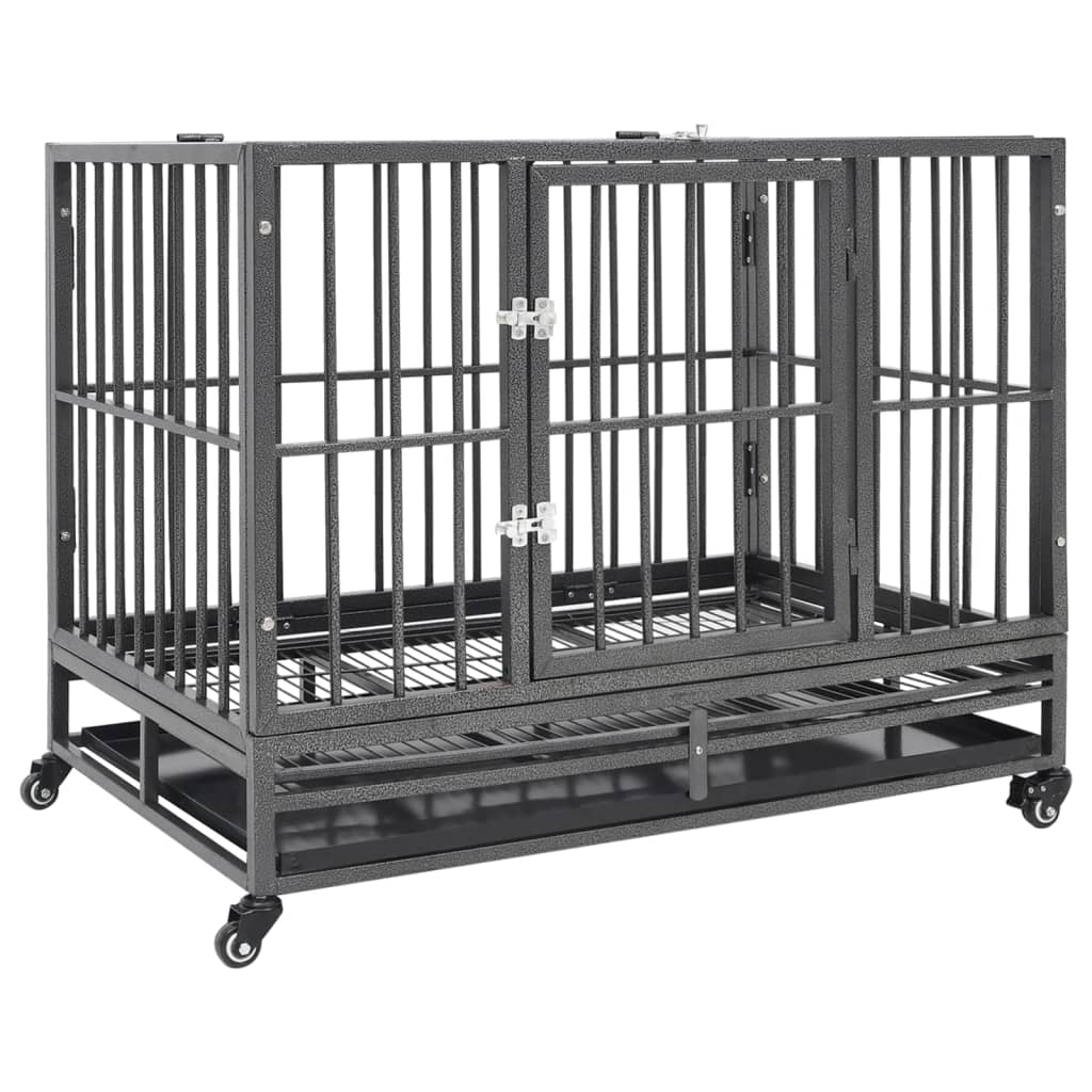 Vidaxl hondenbench met wielen 102x72x85 cm staal