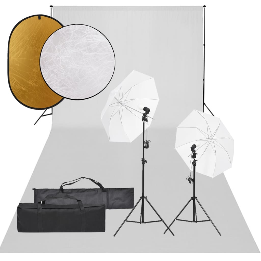 VidaXL Fotostudioset met verlichtingsset, achtergrond en reflector