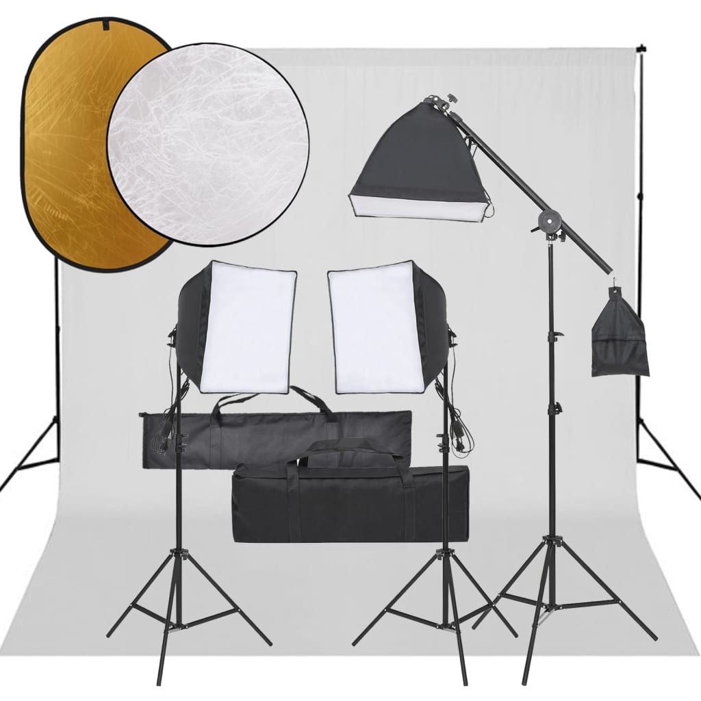 VidaXL Fotostudioset met verlichtingsset, achtergrond en reflector