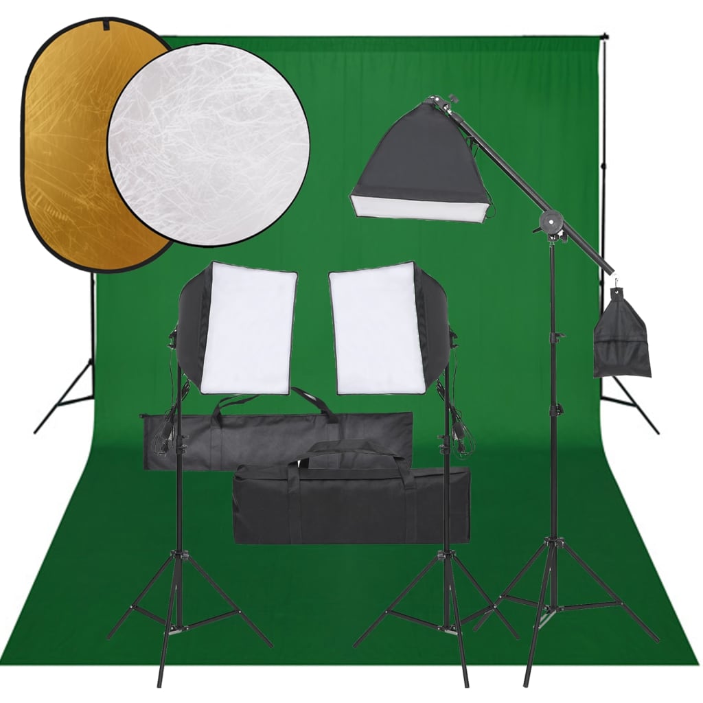VidaXL Fotostudioset met verlichtingsset, achtergrond en reflector