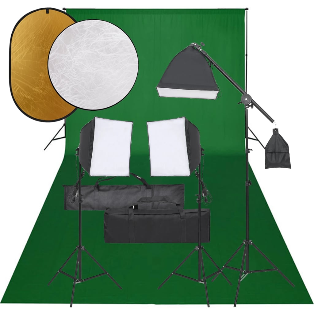VidaXL Fotostudioset met verlichtingsset, achtergrond en reflector