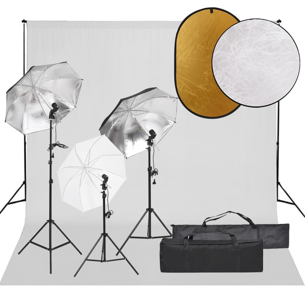 VidaXL Fotostudioset met verlichtingsset, achtergrond en reflector