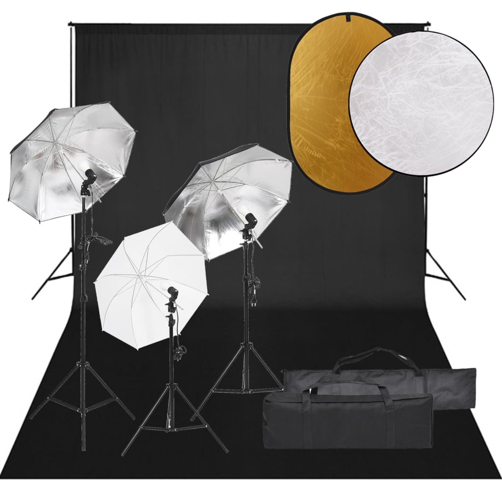 VidaXL Fotostudioset met verlichtingsset, achtergrond en reflector