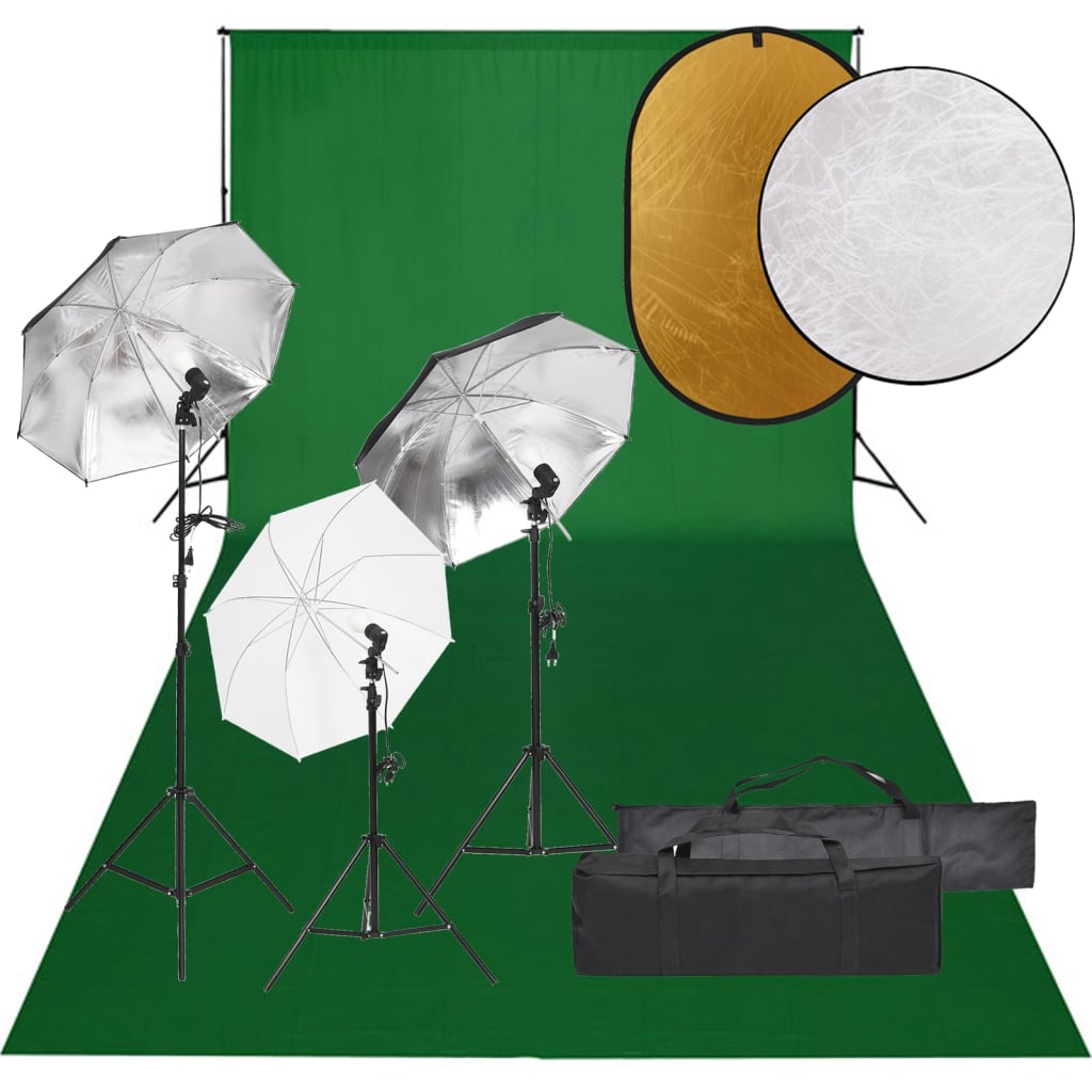 VidaXL Fotostudioset met verlichtingsset, achtergrond en reflector