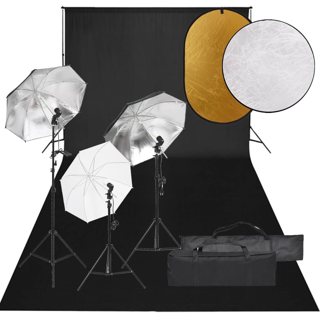VidaXL Fotostudioset met verlichtingsset, achtergrond en reflector