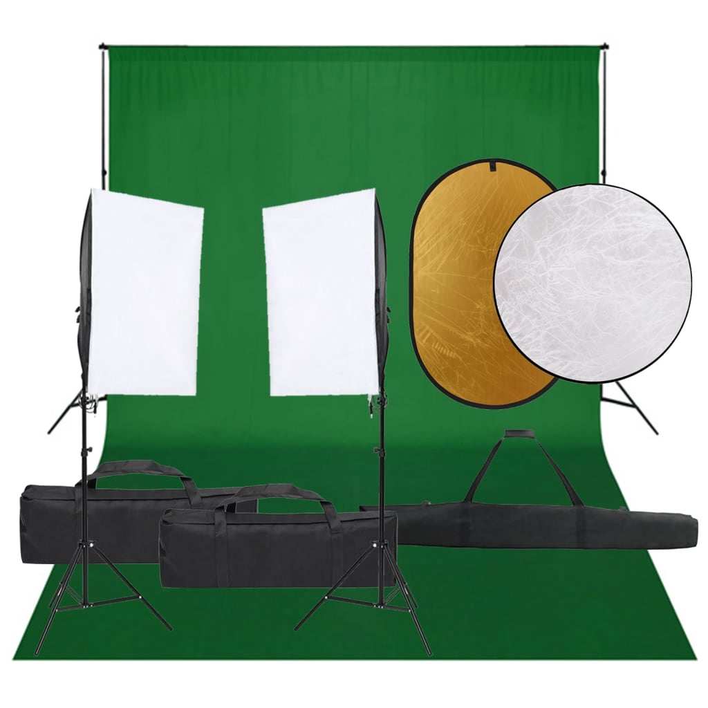 VidaXL Fotostudioset met verlichtingsset, achtergrond en reflector