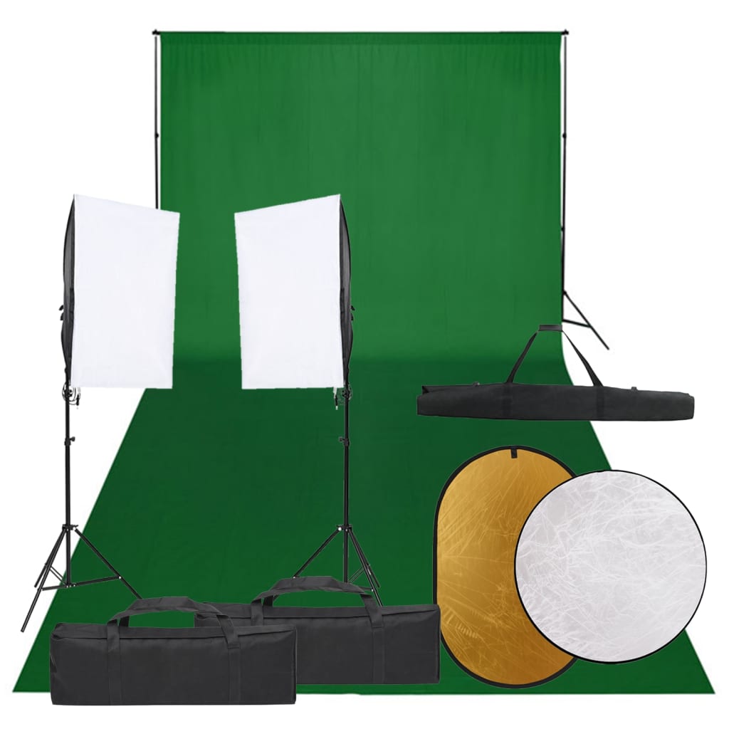 VidaXL Fotostudioset met verlichtingsset, achtergrond en reflector