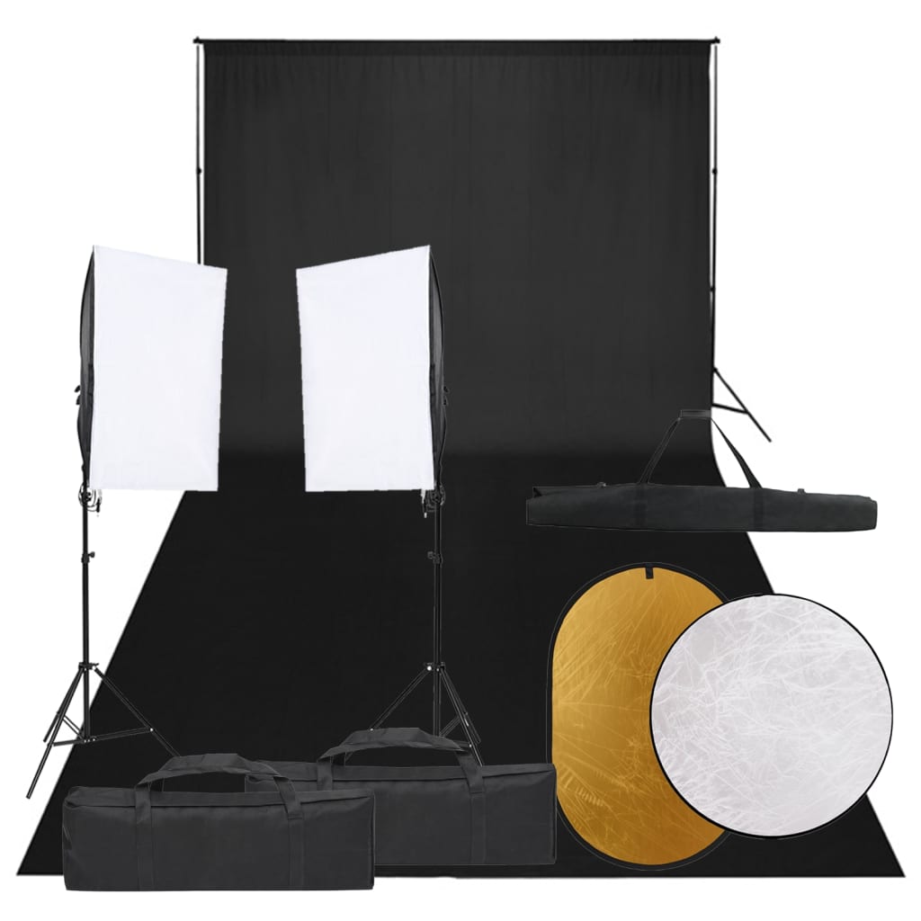 VidaXL Fotostudioset met verlichtingsset, achtergrond en reflector