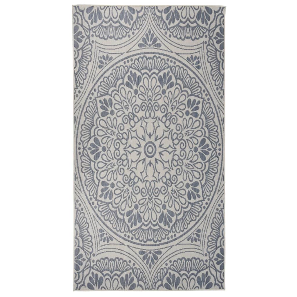 Vidaxl buitenkleed met patroon platgeweven 80x150 cm blauw
