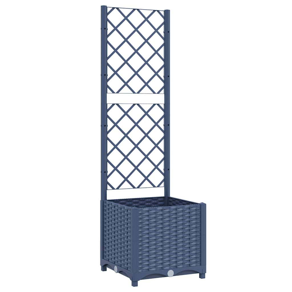 Vidaxl plantenbak met latwerk 40x40x136 cm polypropeen blauwgrijs