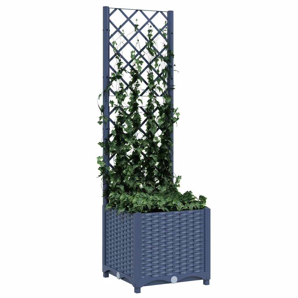 Vidaxl plantenbak met latwerk 40x40x136 cm polypropeen blauwgrijs