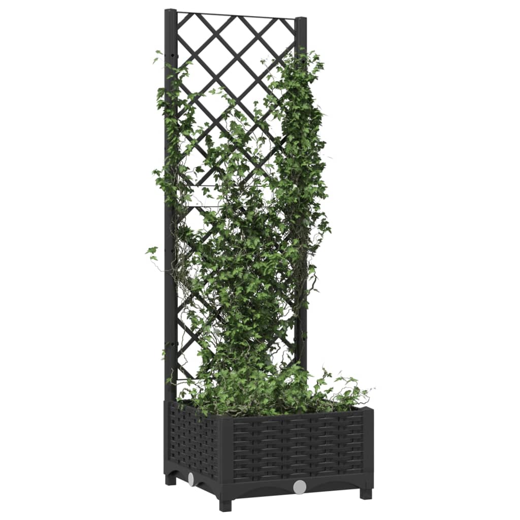 Vidaxl plantenbak met trellis zwart 40x40x121,5 cm pp