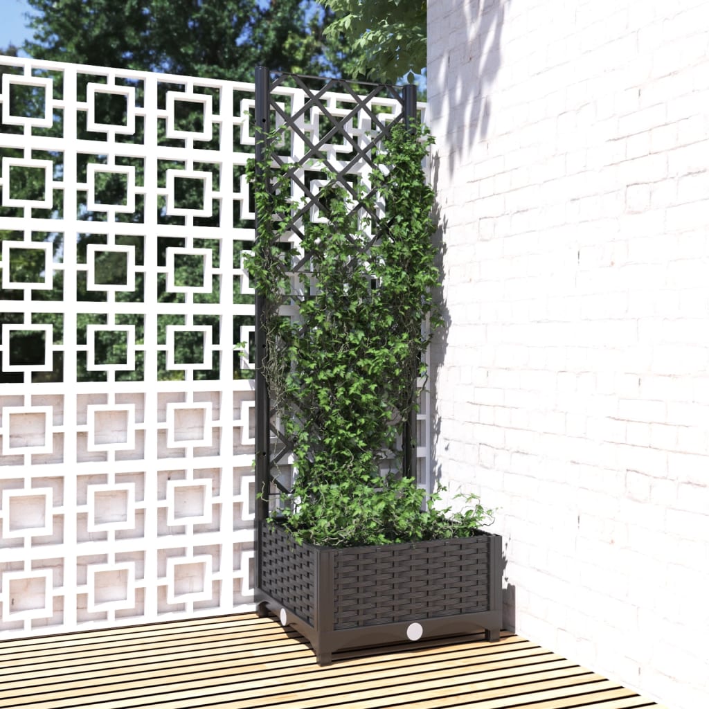 Vidaxl plantenbak met trellis zwart 40x40x121,5 cm pp