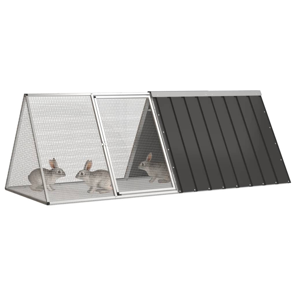 VidaXL Konijnenhok 201,5x80,5x71 cm gegalvaniseerd staal antraciet