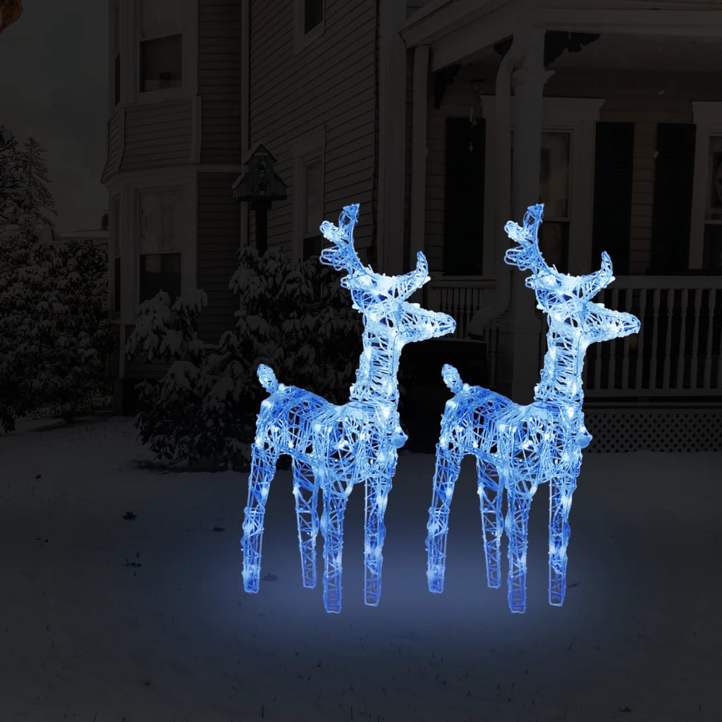 VidaXL Kerstrendieren 2 st 80 LED's acryl blauw