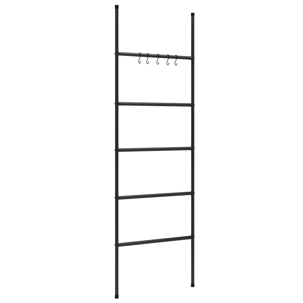 Vidaxl handdoekenrek met 5 niveaus, zwart 58x175 cm, ijzer
