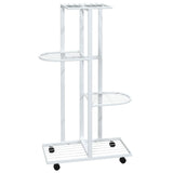 Vidaxl bloemenstandaard met wielen 4-laags 44x23x80 cm ijzer wit