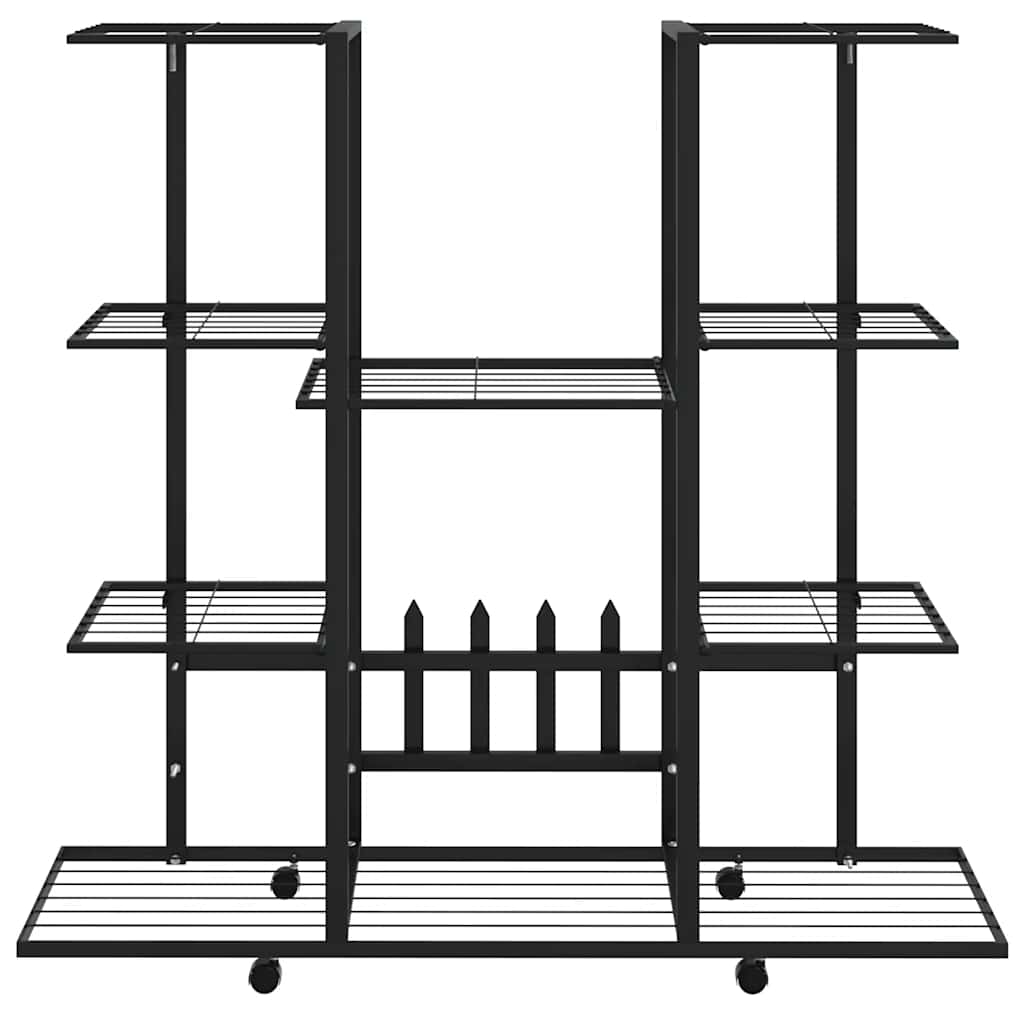 Vidaxl bloemenstandaard met wielen 94,5x24,5x91,5 cm ijzer zwart