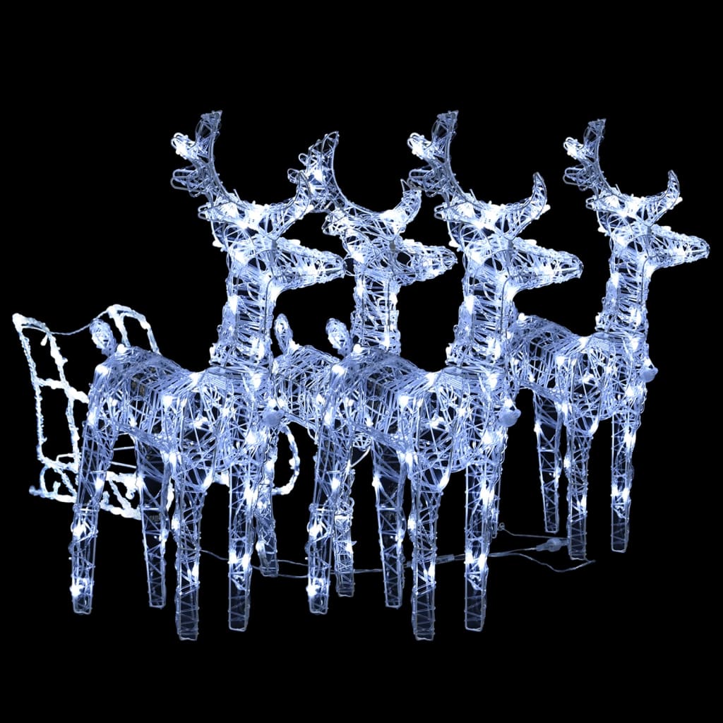 VidaXL Kerstversiering rendieren en slee 240 LED's acryl