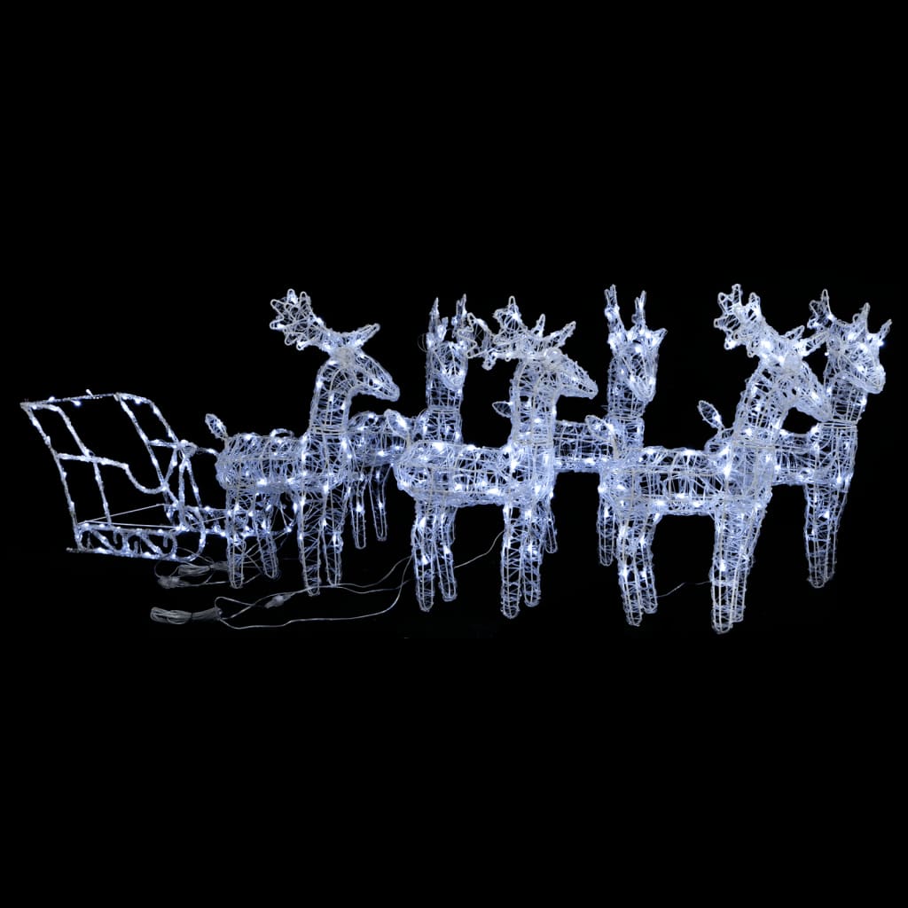 VidaXL Kerstversiering rendieren en slee 320 LED's acryl