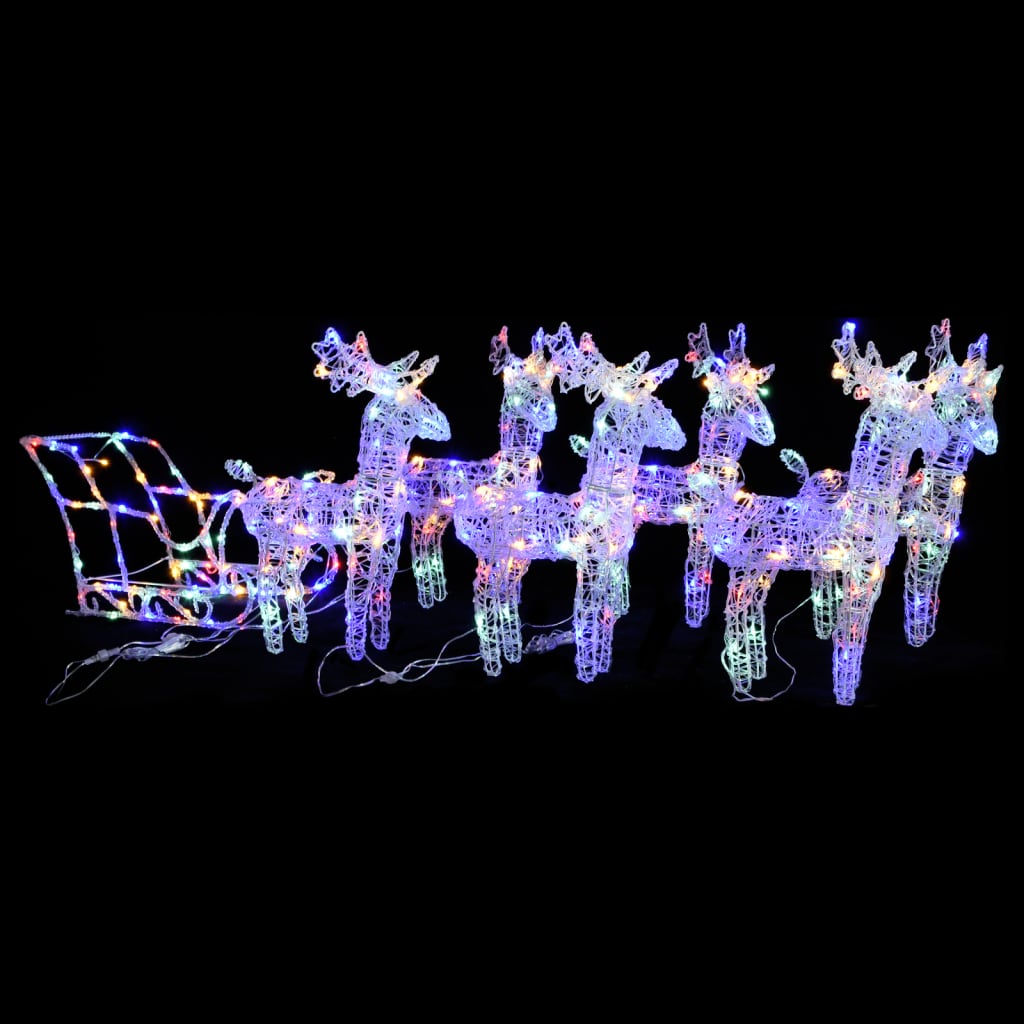VidaXL Kerstversiering rendieren en slee 320 LED's acryl