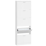 Vidaxl schoenenkast 59x17x169 cm bewerkt hout hoogglans wit
