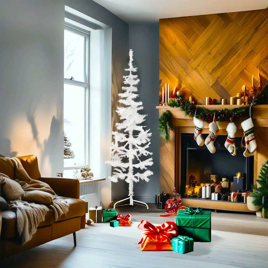Vidaxl kunstkerstboom half met standaard smal 180 cm wit