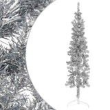 Vidaxl kunstkerstboom half met standaard smal 180 cm zilverkleurig