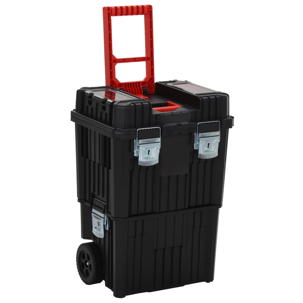 VidaXL Gereedschapswagen polypropeen zwart en rood