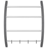 VidaXL Handdoekenrek met haken 56x16x72 cm aluminium zilverkleurig