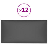 Vidaxl wandpanelen 12 st 0,54 m² 30x15 cm kunstleer grijs