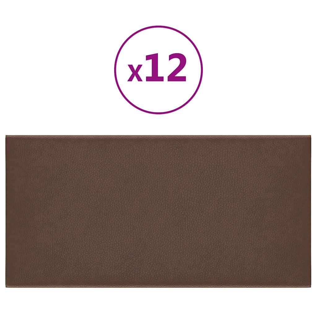 Vidaxl wandpanelen 12 st 0,54 m² 30x15 cm kunstleer bruin