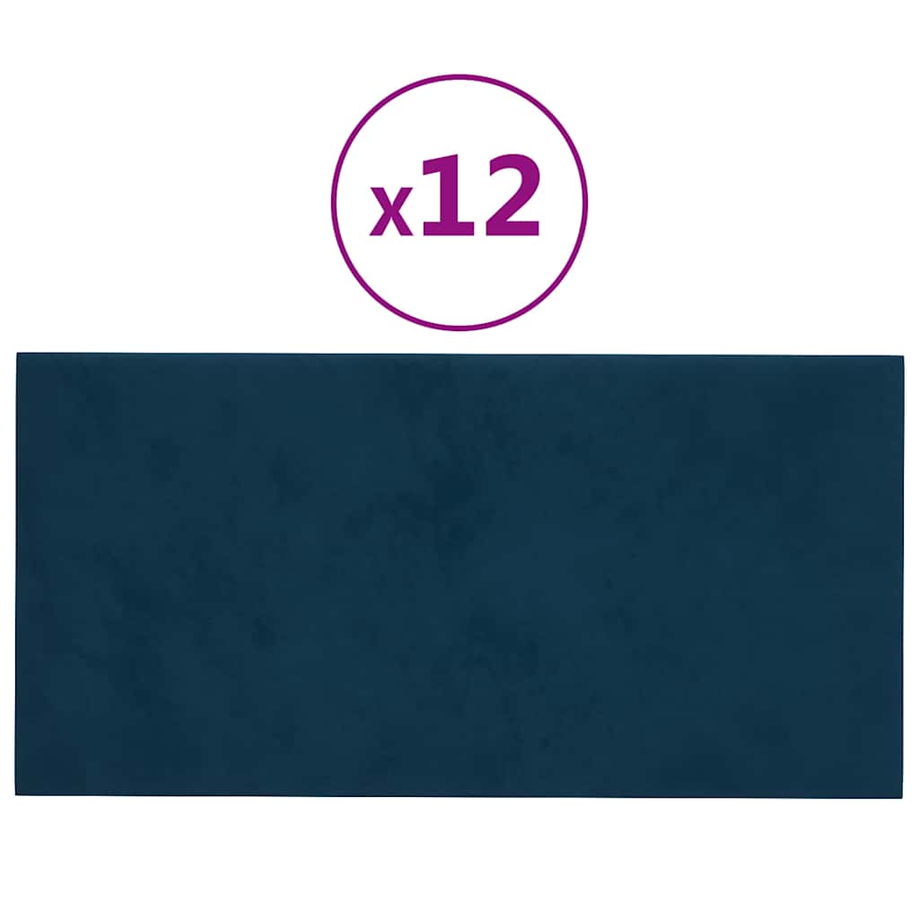 Vidaxl wandpanelen 12 st 0,54 m² 30x15 cm fluweel blauw