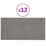 Vidaxl wandpanelen 12 st 0,54 m² 30x15 cm fluweel lichtgrijs
