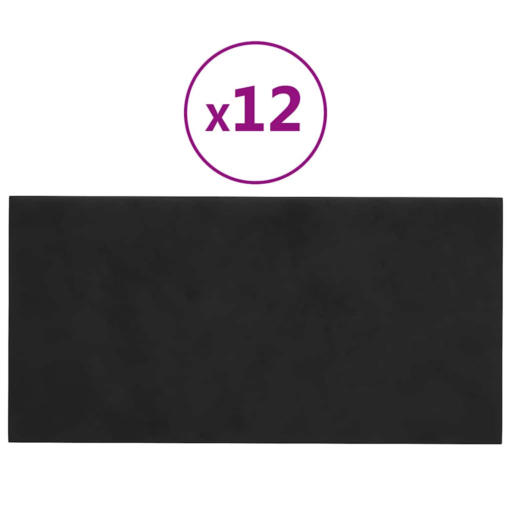 Vidaxl wandpanelen 12 st 0,54 m² 30x15 cm fluweel zwart