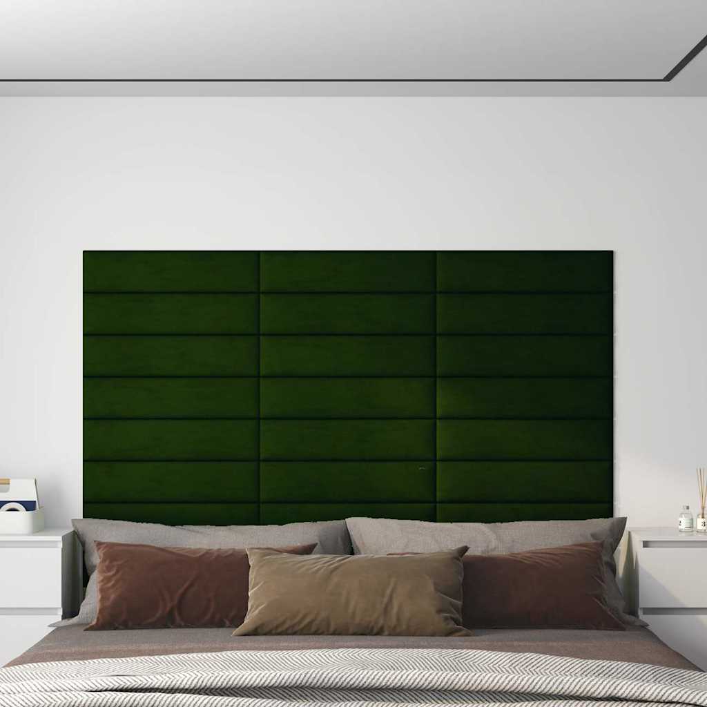 Vidaxl wandpanelen 12 st 1,08 m² 60x15 cm fluweel donkergroen