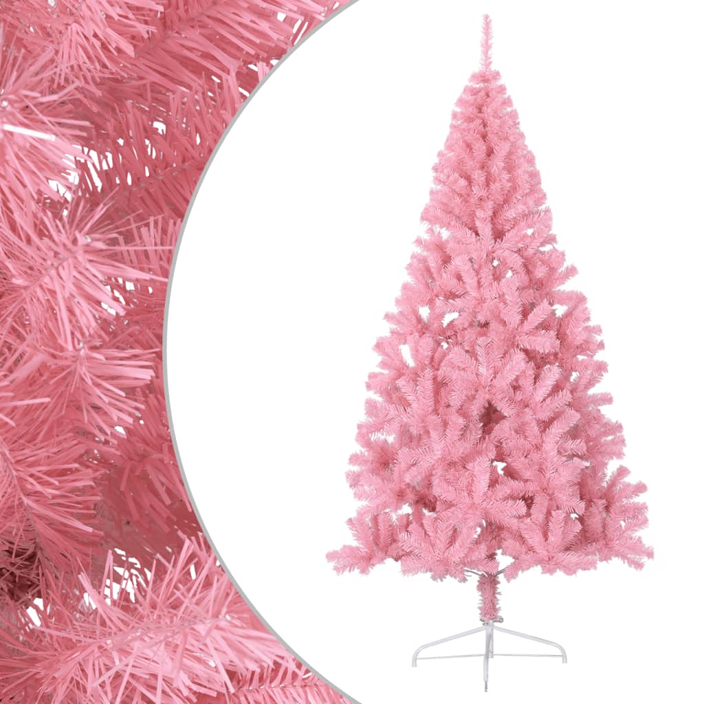 Vidaxl kunstkerstboom met standaard half 210 cm pvc roze