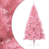 Vidaxl kunstkerstboom met standaard half 210 cm pvc roze