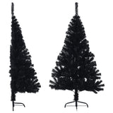 Vidaxl kunstkerstboom met standaard half 120 cm pvc zwart