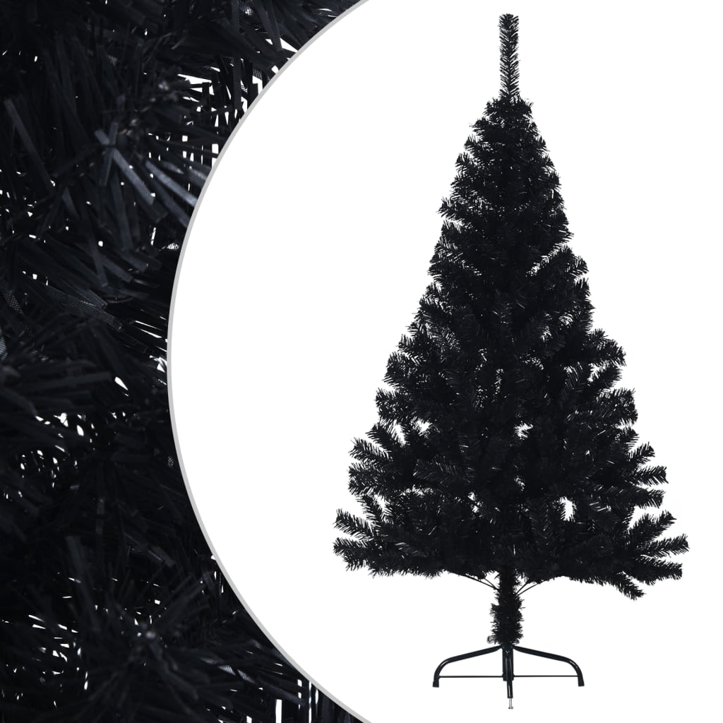 Vidaxl kunstkerstboom met standaard half 120 cm pvc zwart