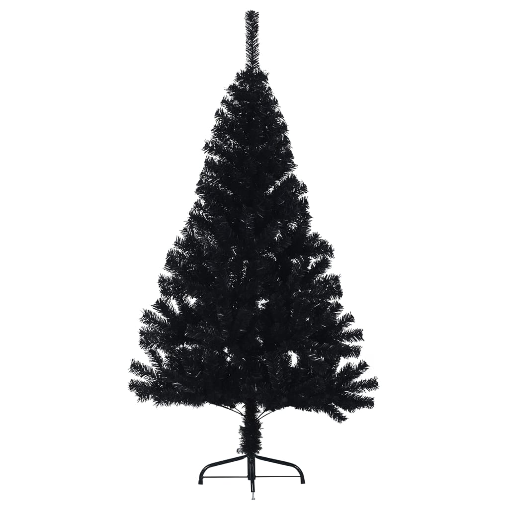 Vidaxl kunstkerstboom met standaard half 120 cm pvc zwart