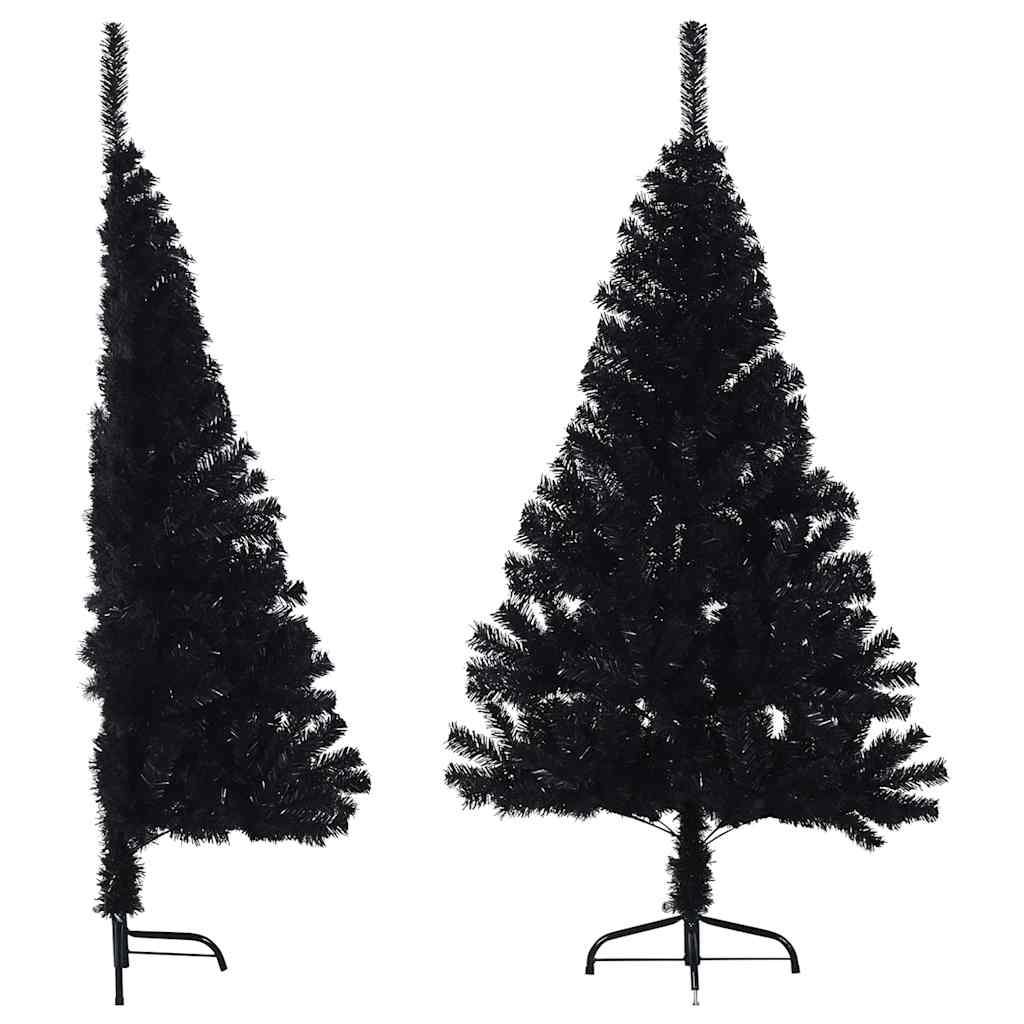 Vidaxl kunstkerstboom met standaard half 150 cm pvc zwart